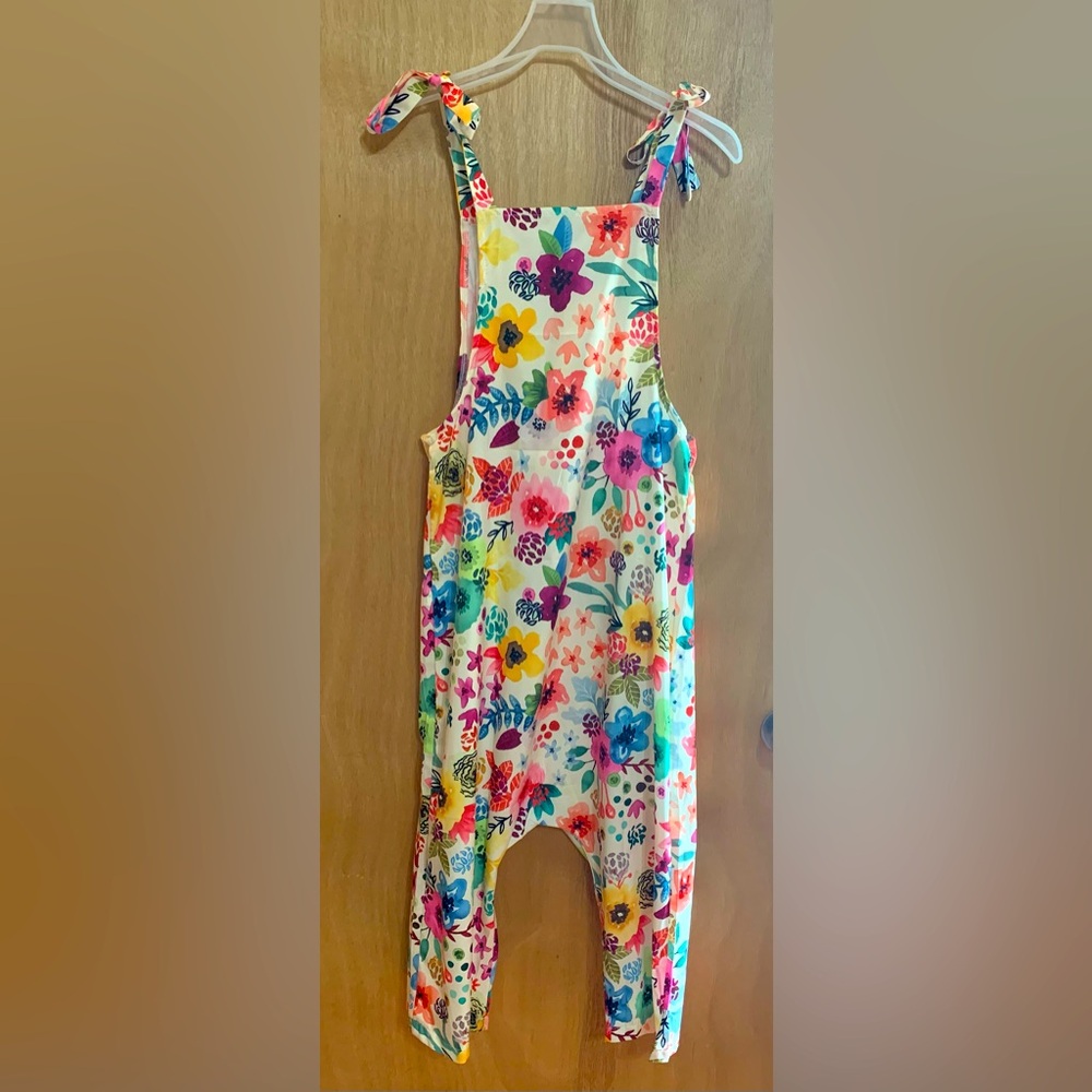 Adorable, colorful floral overalls- never worn